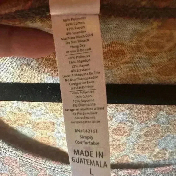 Lularoe large Classic T. charcoal grey & rust distressed geometric pattern. - Picture 7 of 8